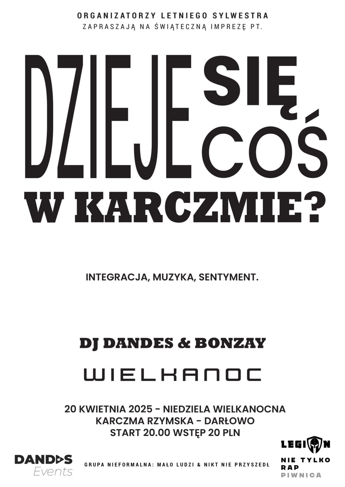 Plakat zapraszający na imprezę Wielkanocną z DJ w karczmie.