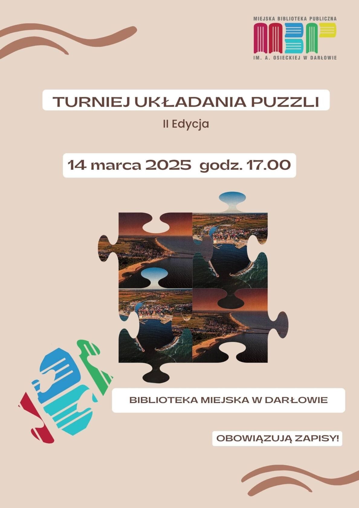 Plakat II edycji turnieju układania puzzli, 14 marca 2025