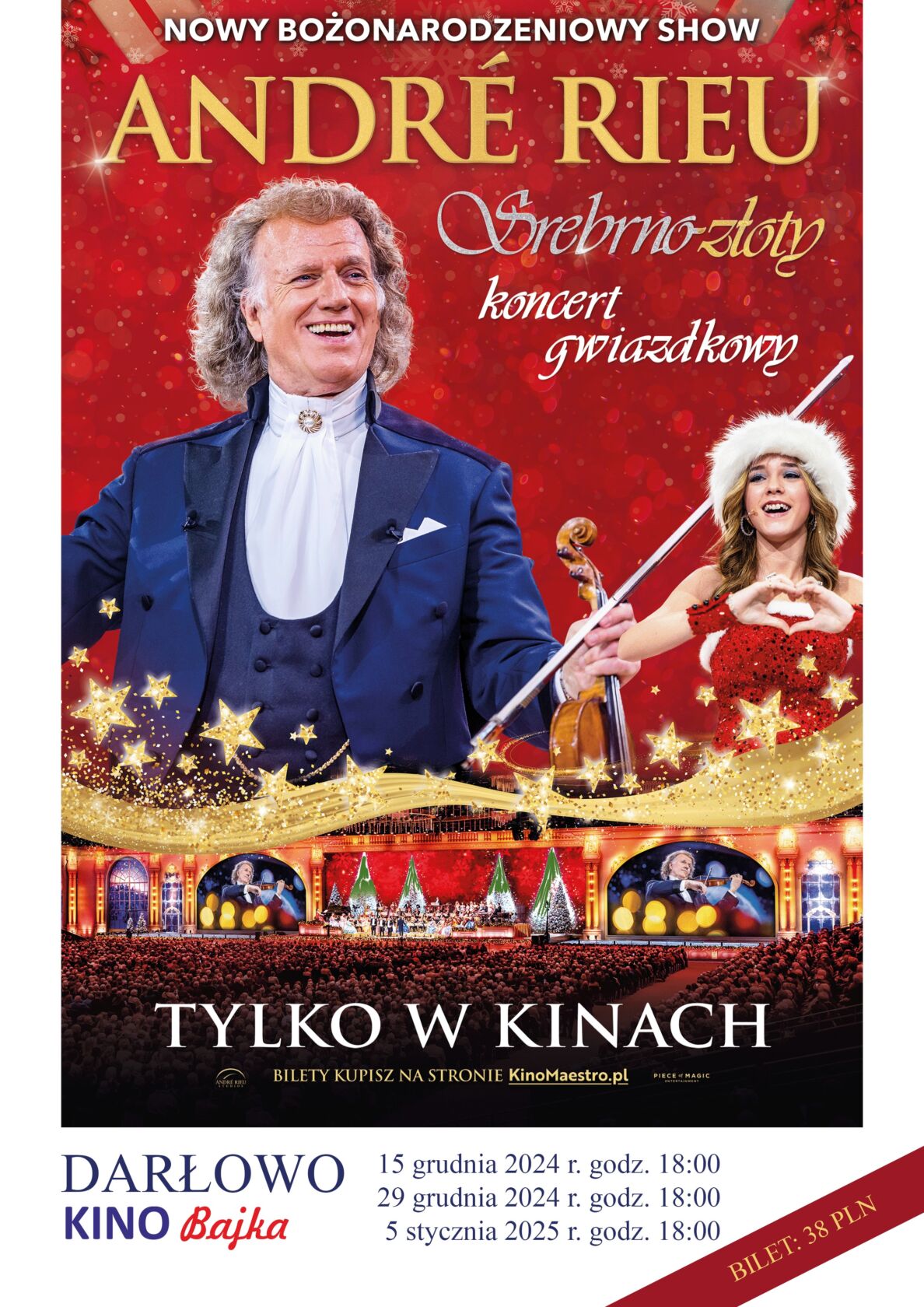 Plakat Andre Rieu, koncert świąteczny, kino Bałtyk