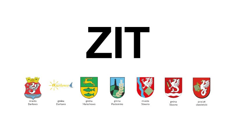 Logo ZIT z herbami polskich gmin i miast