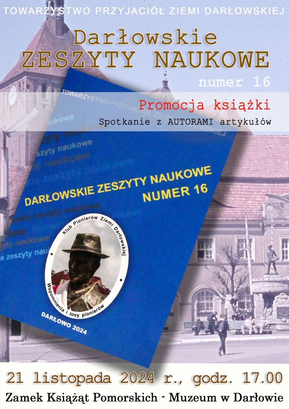 Plakat Darłowskie Zeszyty Naukowe, zamek, spotkanie autorskie.